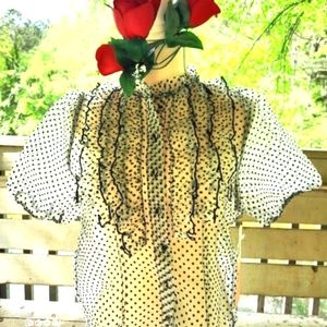 🩷NEW!!!Black polka-dot #romantic sheer blouse.❤️💋👠 #black#sheer#polkadot